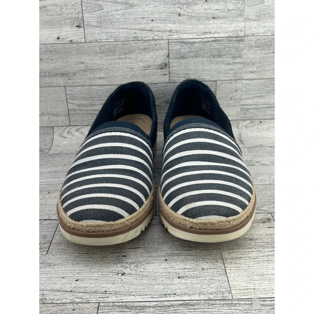 Clarks Striped Espadrille Flats Womens‎ Shoes Navy White Size 8.5
